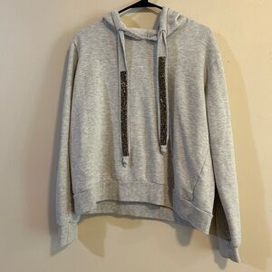 Betsey Johnson performance light gray glitter hoodie women’s size large